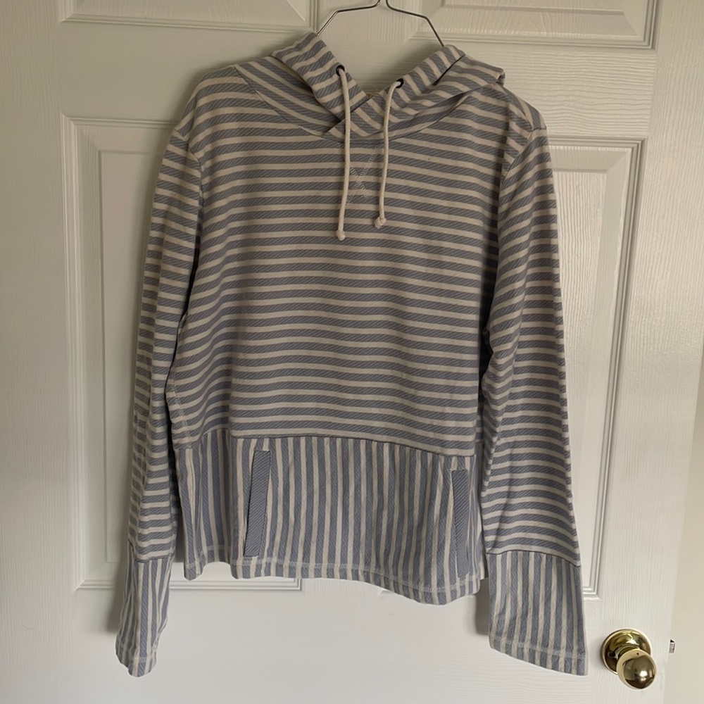 J. Crew Factory Navy and White Striped Pullover